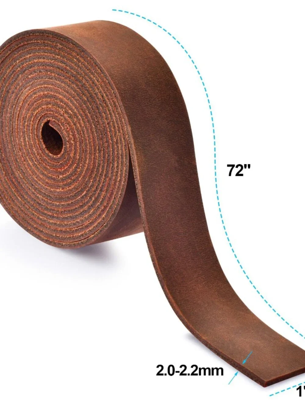 Leather Strap 1 Inches Wide Flat Leather Straps for Crafts, Full Grain Oil Tan L